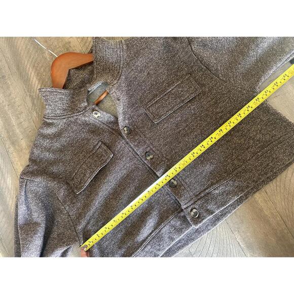 Double Zero Cropped Button Up Long Sleeve Shacket Sweater Heathered Brown Large - Picture 8 of 9